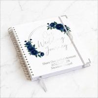 Organisateur de mariage personnalisé à couverture rigide, journal de mariée avec poches intérieures et sections à onglets