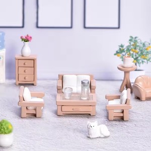 Miniature Resin Cabochon Furniture for Living Room & Bedroom DIY Craft Kit for Dollhouse Props & Decoration Style Artificial