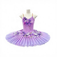 Tutu de ballet violet dégradé lilas professionnel pour adulte, costume de danse de performance florale, tutu bouffant en tulle rayonne E-dance