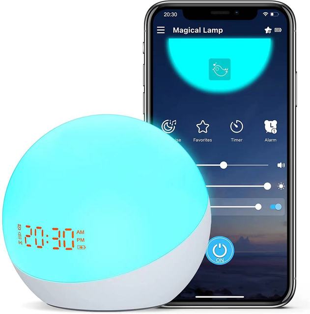 Hot Smart Wake up Light Sunrise Alarm Clock for Kids Adults Bedroom With Bluetooth APP Control 41 Nature Sound Table Clock