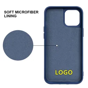 Couverture mobile microfibre d'origine antichoc avec LOGO personnalisé étui de téléphone en silicone liquide pour iphone 15 14 13 12 Plus Pro Max