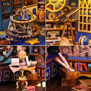Fermalibri Fai-da-Te a Tema Esplorazione Spaziale, Modello 3D in Legno Fatto a Mano con Design Cottage, Puzzle 3D in Legno - Product Image 3