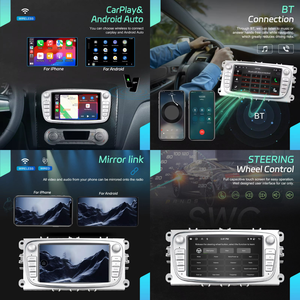 วิทยุติดรถยนต์ Podofo 7 นิ้ว 4+64GB ระบบแอนดรอยด์ รองรับ Wireless CarPlay และ Auto GPS WIFI DSP สเตอริโอ สำหรับรถยนต์ฟอร์ด โฟกัส มอนเดโอ ซี-แม็กซ์ เอส-แม็กซ์ กาแล็กซี่ 2 - Product Image 4