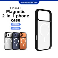Coque de téléphone magnétique 2-en-1 pour iPhone 17, en TPU+PC, transparente givrée effet peau, anti-chute, protection intégrale I16 Pro