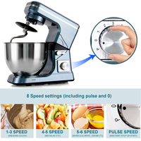 Robot pâtissier sur socle pour la maison, 5 L, 1300 W, pour la pâte, les aliments et les gâteaux
