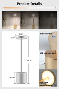 Lâmpada led de design recarregável e regulável, mais nova lâmpada de cabeceira lateral, restaurantes, sem fio, 2020