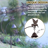 Décoration de jardin rustique en métal Oniya, carillon à vent en forme de colibri, ornement d'oiseau pour l'extérieur, art pour pelouse, patio, cour arrière