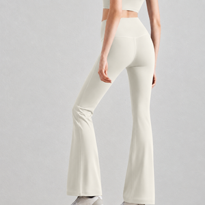 GH Hot Sell Style Wide Leg Pants New Colors Elastic <strong>Thick</strong> High <strong>Waistband</strong> Soft Solid Nylon Flare <strong>Leggings</strong> for Women - Product Image 4