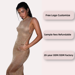 Abiti da donna sexy trasparenti, vestito estivo sottile senza maniche con glitter e spacco, stile coquette, senza schienale, per discoteca e spiaggia, sexy, 2026 - Product Image 2