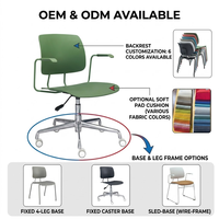 Chaise de bureau moderne avec accoudoirs, roulettes en caoutchouc, chaise pivotante de bureau, chaise de bureau rotative réglable en plastique vert