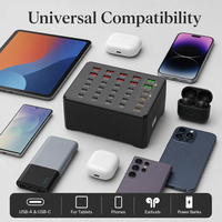 Station de charge USB 150W à 30 ports, chargeur de bureau multi-ports avec 18 ports USB-C et 12 ports USB-A, distribution d'alimentation intelligente pour l'école
