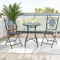 Conjunto de Mesa y Sillas Redondas de Cerámica para Exteriores, Juego de Mesa y Sillas de Mosaico para Patio, Jardín, Sala de Estar, Balcón