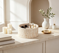 Bol de rangement en travertin beige naturel, pour bijoux, collations, fruits, décoration de table pour villa, maison, boutique, hôtel