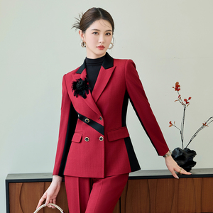 Bộ đồ hai mảnh cao cấp của phụ nữ mùa thu mùa đông thời trang với chủ nhà khí chất rắn hàng đầu và màu tương phản xã hội 2604 - Product Image 1