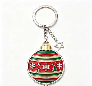 Porte-clés en métal en forme de boule de Noël, porte-monnaie émaillé, porte-clés personnalisé avec logo, accessoire cadeau - Product Image 3