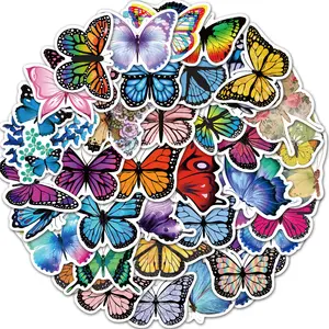 Pegatinas impermeables de grafiti de mariposa para equipaje, pegatinas impermeables para portátil, 50 Uds. Por bolsa