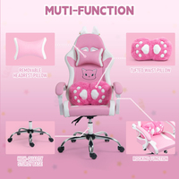 Fauteuil inclinable rose mignon chaise d'ordinateur en cuir pivotante réglable chaise de jeu chaise d'ordinateur de bureau de massage pour enfants filles