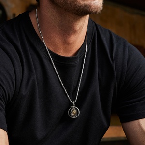 Collier en acier inoxydable avec pendentif soleil, médaille pièce, design personnalisé, bijoux vintage tendance, chaîne pour homme, serpent Ouroboros - Product Image 2