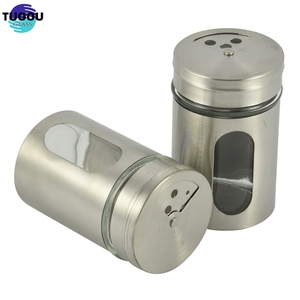 2 Pezzi Pepper Shaker, Spezie Agitatori di Sale e Pepe Set in Acciaio Inossidabile per Utensile da Cucina Sale, Zucchero, Pepe, Cannella(Argento