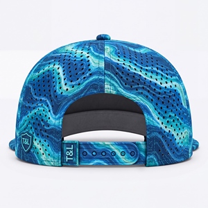 Casquette de golf Océan Vague Bleu Teal Imperméable avec Patch PVC et Corde, 5 Panneaux, Perforations Laser, Respirante, Snapback, pour Hommes et Femmes - Product Image 4