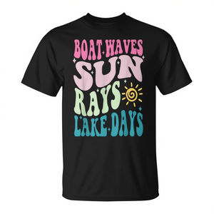T-shirt Boat Waves Sun Rays Lake Days, design amusant pour l'été - Product Image 2