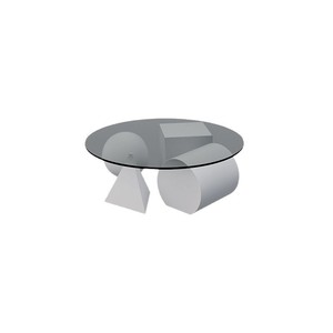 Mesa de Centro Redonda de Vidrio Templado con Base Geométrica de Hierro, Estilo Moderno y Minimalista para Sala de Estar - Product Image 1