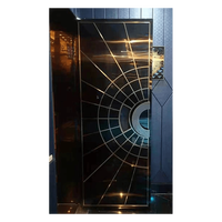 Porte d'entrée principale double en acier noir et or brillant de luxe pour boîte de nuit et bar KTV
