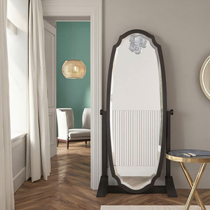 Miroir sur pied en bois de style moderne et luxueux tendance 2025 pour salon, design personnalisé, pleine longueur, avec éclairage LED mural - Product Image 3