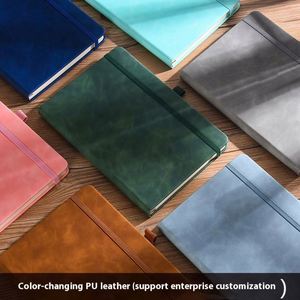 A5 Leather Hardcover Thread Sewing Strap Notebook 100 Sheets College Student <b>Journal</b> Thickened Record Book Pen Gift Box - Product Image 4