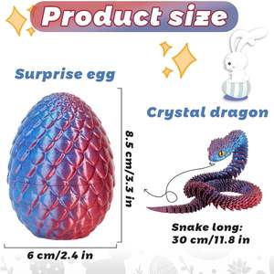 Ensemble d'œufs de serpent imprimés en 3D - Décoration de Pâques et cadeau farfelu |   Jouet fantaisie qui brille dans le noir - Product Image 3