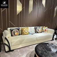 Ensemble de meubles de salon italien moderne, canapé d'angle sur mesure en cuir véritable haut de gamme, extra-large
