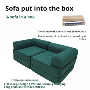 Tất cả các miếng bọt biển nén sofa nhung kẻ đơn giản phòng khách lười biếng người nhỏ sofa vải gấp sofa và giường hai mục đích - Product Image 2