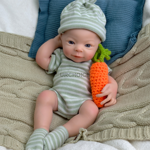 URCHOICE 33cm Soft Silicone Reborn Baby Boy Boneca 3D-Pintura Pele com Boca Aberta Moda Realista Presente de Aniversário Crianças Brinquedo - Product Image 1