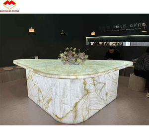 Bàn trà đá cẩm thạch trắng trong suốt kiểu thời kỳ băng hà, mặt đá <span class=keywords><strong>onyx</strong></span> được chiếu sáng phía sau, dày 18mm-20mm, đánh bóng, dùng trong nhà, mặt bàn tiếp khách, bảo hành 1 năm - Product Image 4