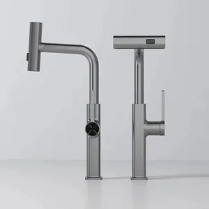 Kéo xuống nóng và lạnh điều khiển kép 3 cách phun Brass thiết bị vệ sinh nhà bếp Vòi Mixer tap