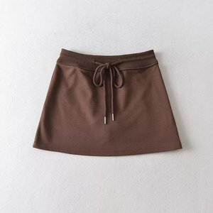 Haute qualité dames été <span class=keywords><strong>Mini</strong></span> <span class=keywords><strong>jupes</strong></span> ligne côtelée personnalisée dames décontracté coton Spandex Jersey plaine teint broderie décoration - Product Image 5