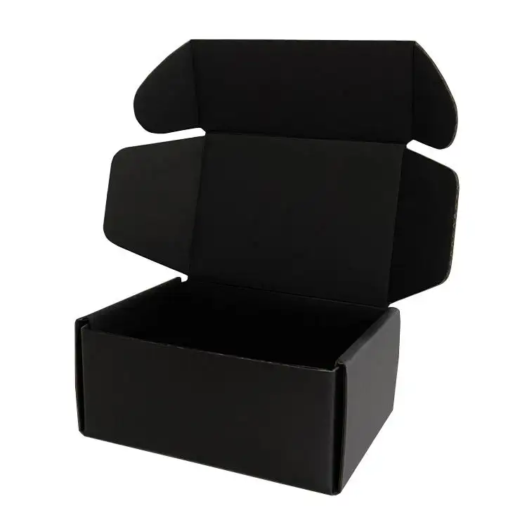 थोक बड़े कार्डबोर्ड पेपर मेलिंग परिधान काले नालीदार मेलर बॉक्स पेपर उपहार पैकेजिंग शिपिंग जूते बॉक्स