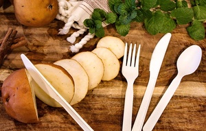 Nhà Máy ban đầu sang trọng cao cấp thiết lập dao kéo 100% compostable dao màu đen muỗng nĩa cpla phân hủy sinh học PLA tái sử dụng cho các bên - Product Image 2