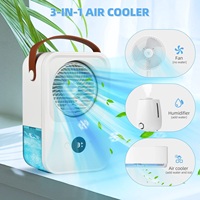 Petit climatiseur évaporatif portable rechargeable par USB en plastique pour bureau Ventilateur d'air frais Affichage numérique Brume d'eau glacée Voiture Extérieur