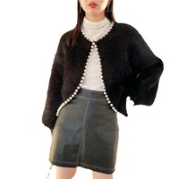 Gestricktes Oberteil Lose und faule Laternen ärmel Mantel Nagel perle Pearl Edge Sweater Frühlings-und Herbst-Strickjacke für Frauen