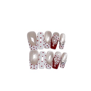 <span class=keywords><strong>Uñas</strong></span> postizas de acrílico de lujo reutilizables, hechas a mano, <span class=keywords><strong>largas</strong></span> y cónicas, con efecto ojo de gato nude y pedrería francesa. - Product Image 6