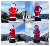 Père Noël gonflable de Noël en Oxford imperméable de 12 m avec bannière, Père Noël gonflable durable pour décorations de Noël