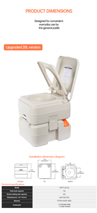 Toilette portable SEAFLO 20L pour le camping, réservoir de déchets détachable pour camping-car, <span class=keywords><strong>caravane</strong></span>, bateau, camping et voyages en plein air - Product Image 5
