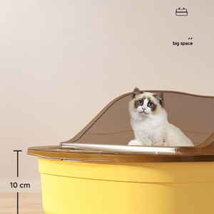 Extra-Large Semi-Enclosed Jumbo <b>Cat</b> Litter <b>Box</b> - High-Rim Splash-Proof Open <b>Cat</b> Toilet - Product Image 4