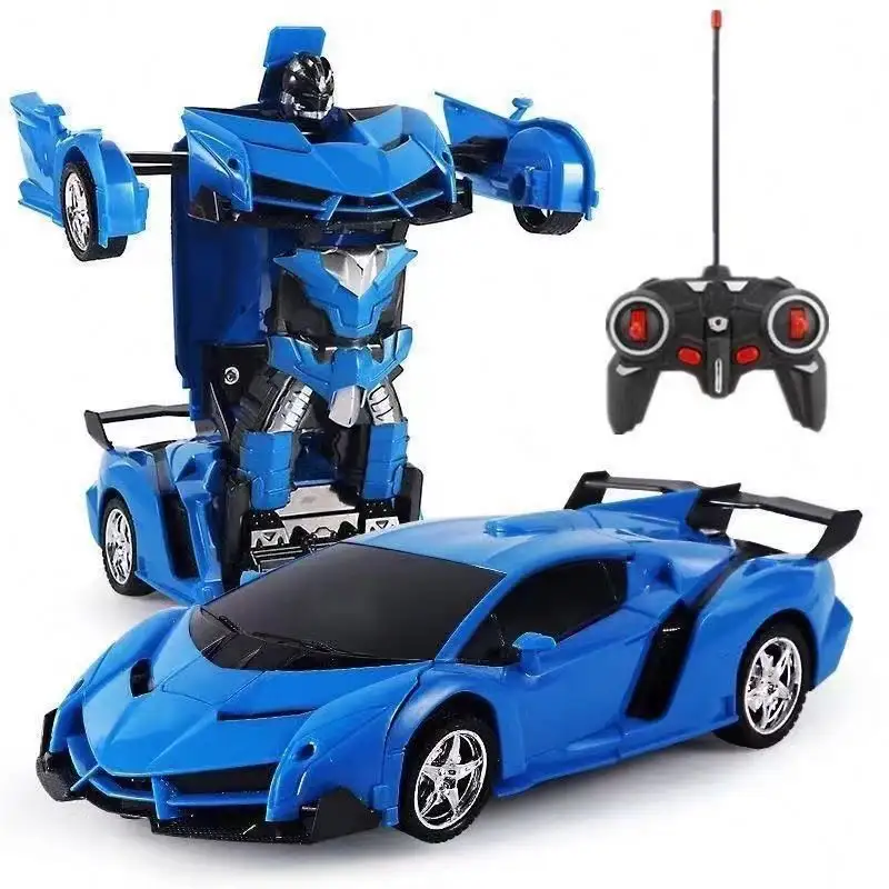 새로운 2 in 1 전기 RC 자동차 변형 로봇 어린이 소년 야외 원격 제어 스포츠 변형 자동차 로봇 모델 장난감
