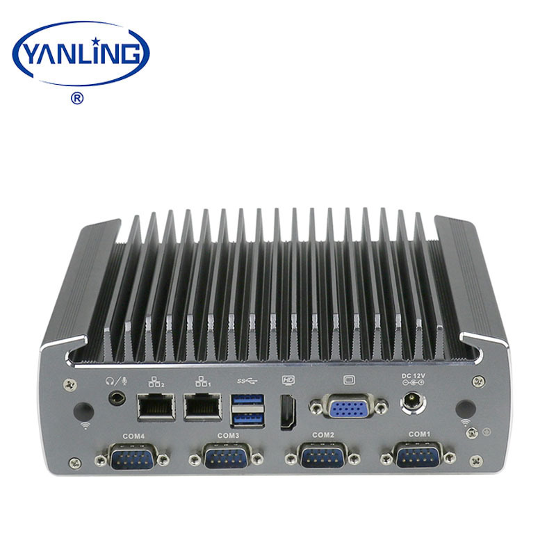 Barato mini pc industrial integrado computadora i5 6200U con 6 puerto serie y 6 USB 2Lan