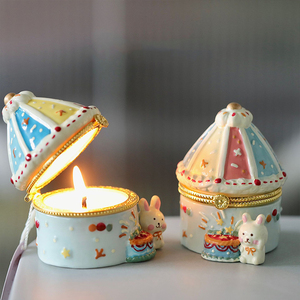 Scatola Portaoggetti in Ceramica Stile Europeo-Americano, Albero di Natale con Orso, Aromaterapia, Decorazioni per la Casa, Ornamenti Artigianali, Candela - Product Image 6