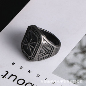 Men's <b>Titanium</b> Steel <b>Ring</b> Star Pattern Punk Style Gift Jewelry SA1035 - Product Image 2