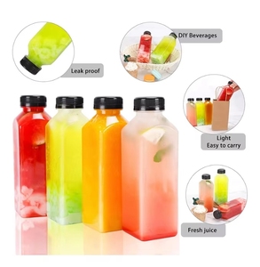 Bottiglie per Succhi in Plastica Senza BPA, Ecologiche e Riutilizzabili, 50ml-500ml, Quadrate in PET <span class=keywords><strong>con</strong></span> Tappo a Vite per Attività di Distribuzione Succhi - Product Image 4