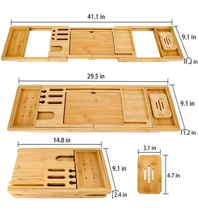 <b>Bathtub</b> Tray for Tub, Bamboo <b>Foldable</b> Bath Caddy Tray, Collapsible Bath Tub Table Caddy - Product Image 6